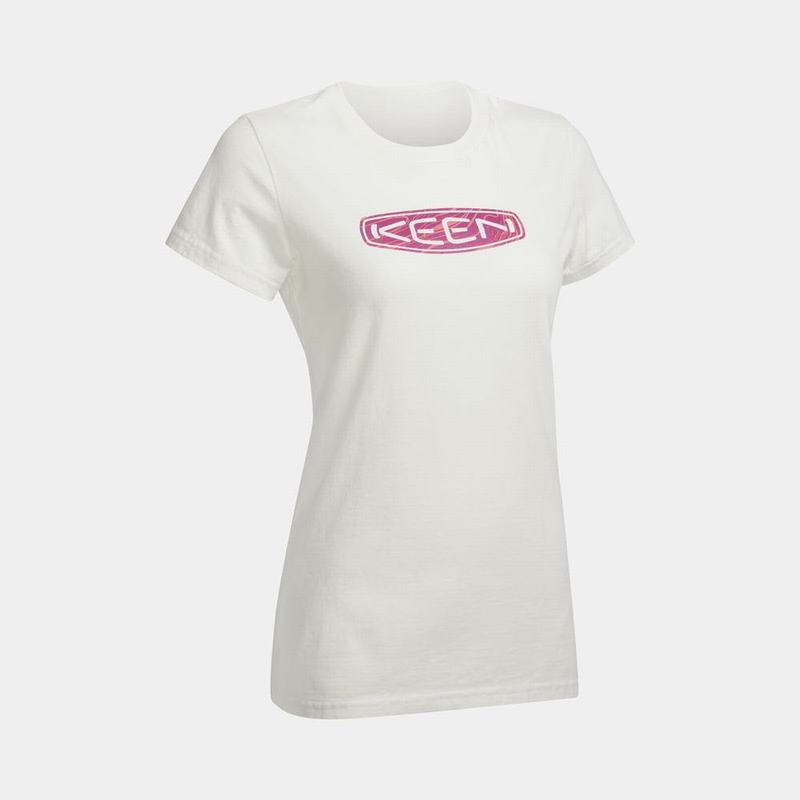 Keen Geode Logo Womens T-Shirts White Online (6378-MVADH)